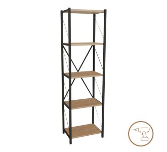 Βιβλιοθήκη Glase pakoworld oak μελαμίνης-μαύρο μέταλλο 40x30x150εκ |  Βιβλιοθήκες στο espiti