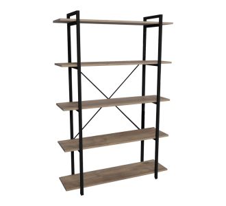Βιβλιοθήκη Reson pakoworld oak μελαμίνης-μαύρο μέταλλο 120x34x180εκ |  Βιβλιοθήκες στο espiti