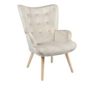 Πολυθρόνα Fluffy pakoworld βελούδο μπεζ-φυσικό πόδι 75x69x96εκ |  Πολυθρόνες σαλονιού στο espiti