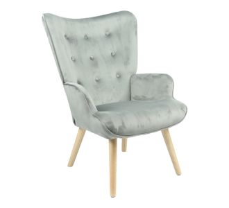 Πολυθρόνα Fluffy pakoworld βελούδο γκρι-φυσικό πόδι 75x69x96εκ |  Πολυθρόνες σαλονιού στο espiti