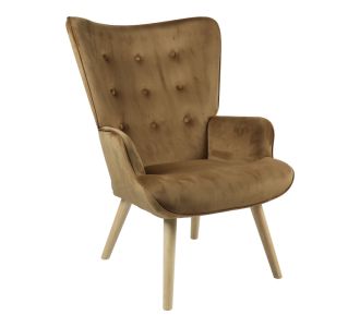 Πολυθρόνα Fluffy pakoworld βελούδο ταμπά-φυσικό πόδι 75x69x96εκ |  Πολυθρόνες σαλονιού στο espiti