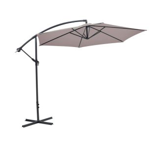 Ομπρέλα με βάση Jiopel pakoworld μονοκόμματος ιστός αλουμίνιο-ύφασμα μπεζ-γκρι Φ3m |  Ομπρέλες κήπου στο espiti