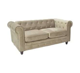 Kαναπές διθέσιος Incredible pakoworld τύπου Chesterfield βελούδο μπεζ 160x84x67εκ |  Καναπέδες στο espiti