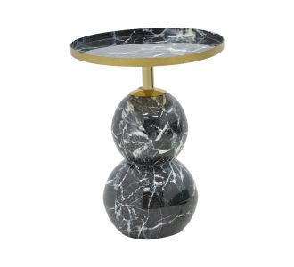 Βοηθητικό τραπέζι Dearest Inart μαυρο μαρμάρου-χρυσό μέταλλο Φ41x57εκ |  Τραπεζάκια βοηθητικά στο espiti