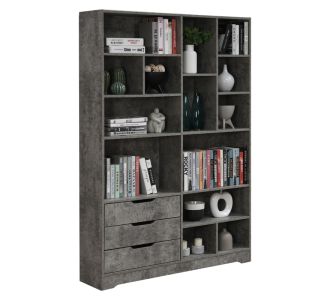 Βιβλιοθήκη Lucinda pakoworld γκρι oak 120x29.8x180.5εκ |  Βιβλιοθήκες στο espiti