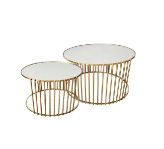 Tραπέζια σαλονιού Boron Inart χρυσό σετ 2τεμ μέταλλο |  Τραπεζάκια σαλονιού στο espiti