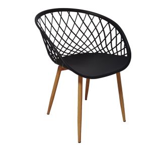 Πολυθρόνα Ezra pakoworld μαύρο pp-πόδι φυσικό μέταλλο 62x42x82εκ |  Πολυθρόνες τραπεζαρίας στο espiti