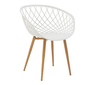 Πολυθρόνα Ezra pakoworld λευκό pp-πόδι φυσικό μέταλλο 62x42x82εκ |  Πολυθρόνες τραπεζαρίας στο espiti