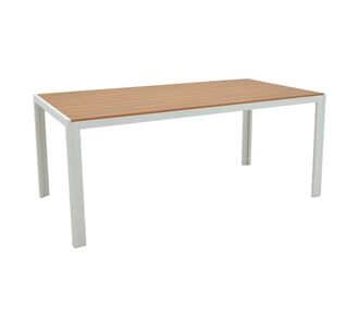 Τραπέζι Nares pakoworld αλουμίνιο λευκό-plywood φυσικό 180x90x72.5εκ |  Τραπέζια κήπου στο espiti