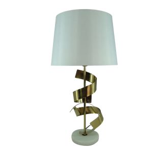 Επιτραπέζιο φωτιστικό Lighted Inart Ε27 χρυσό μέταλλο-λευκό ύφασμα Φ35x70εκ |  Επιτραπέζια στο espiti