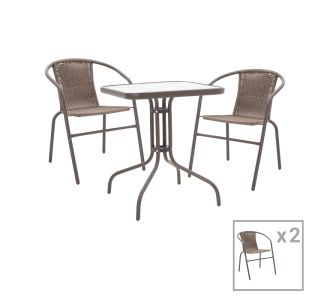 Tραπεζαρία Obbi-Watson pakoworld σετ 3τεμ καφέ μέταλλο-pe rattan 60x60x70εκ |  Σετ τραπεζαρία κήπου στο espiti