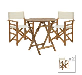 Τραπεζαρία Bistrual-Carpuva pakoworld σετ 3τεμ πτυσσόμενο φυσικό μασίφ ξύλο ακακίας Φ70x74εκ |  Σετ τραπεζαρία κήπου στο espiti