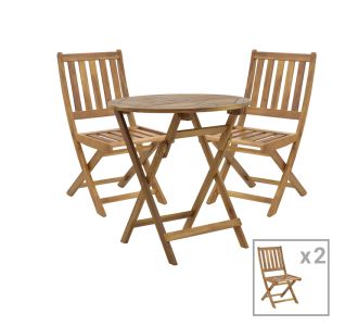 Τραπεζαρία Elijie-Carpuva pakoworld σετ 3τεμ πτυσσόμενο φυσικό μασίφ ξύλο ακακίας Φ70x74εκ |  Σετ τραπεζαρία κήπου στο espiti