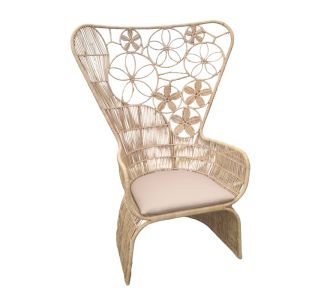 Πολυθρόνα Jake Inart με μπεζ μαξιλάρι-φυσικό rattan 110x82x145εκ |  Καρέκλες στο espiti