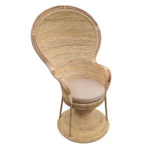 Πολυθρόνα Rea Inart με μπεζ μαξιλάρι-φυσικό rattan 85x85x141εκ |  Καρέκλες στο espiti