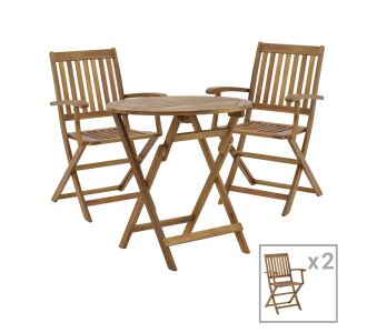 Τραπεζαρία Joter-Carpuva pakoworld σετ 3τεμ πτυσσόμενο φυσικό μασίφ ξύλο ακακίας Φ70x74εκ |  Σετ τραπεζαρία κήπου στο espiti