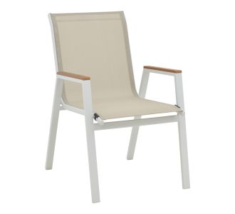 Πολυθρόνα Azelie pakoworld αλουμινίου σε απόχρωση textilene μπεζ και πόδι λευκό 77x55x94εκ |  Πολυθρόνες κήπου στο espiti