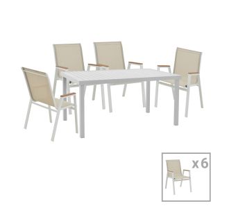 Τραπεζαρία Azelie-Kliton ΙΙ pakoworld σετ 7τεμ γκρι ύφασμα-λευκό αλουμίνιο 150x80x74εκ |  Σετ τραπεζαρία κήπου στο espiti