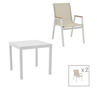 Τραπεζαρία Kliton - Azelie σετ 3τεμ pakoworld αλουμίνιο σε λευκή απόχρωση 80x80x74εκ |  Σετ τραπεζαρία κήπου στο espiti