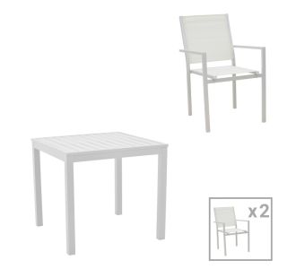 Τραπεζαρία Zacreta- Kliton σετ 3τεμ pakoworld αλουμίνιο σε λευκή απόχρωση 80x80x74εκ |  Σετ τραπεζαρία κήπου στο espiti