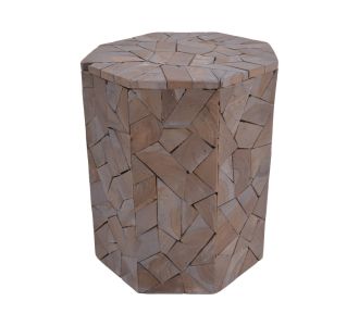 Σκαμπό Sity Inart γκρι wash μασίφ ξύλο suar Φ32x40εκ |  Σκαμπώ στο espiti