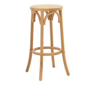 Σκαμπό μπαρ Serzo pakoworld ξύλο οξιάς και rattan σε φυσικό χρώμα Φ36x71εκ |  Σκαμπώ στο espiti