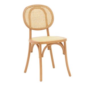 Καρέκλα στοιβαζόμενη Zoel pakoworld ξύλο οξιάς και rattan σε φυσική απόχρωση 45x52x82εκ |  Καρέκλες στο espiti