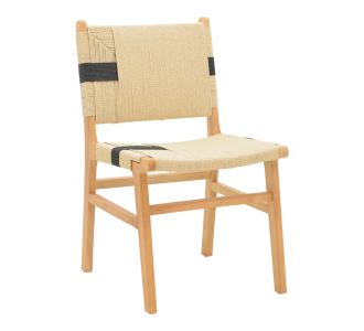 Καρέκλα Julien pakoworld rubberwood και επένδυση με σχοινί σε φυσικό-μαύρο χρώμα 61x54x85εκ |  Καρέκλες στο espiti