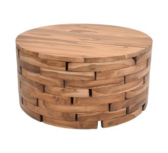 Τραπέζι σαλονιού Wozy Inart φυσικό ξύλο teak Φ90x45εκ |  Τραπεζάκια σαλονιού στο espiti