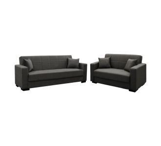 Σετ σαλονιού 2τεμ Vox pakoworld ύφασμα σε ανθρακί απόχρωση |  Καναπέδες στο espiti
