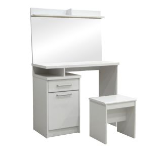 Τουαλέτα κρεβατοκάμαρας Olympus pakoworld με καθρέπτη και σκαμπό λευκό 90.5x39.5x75εκ |  Συρταριέρες -Κονσόλες στο espiti