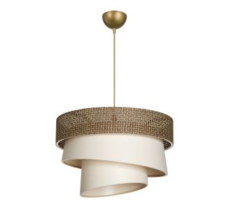 Φωτιστικό οροφής μονόφωτο Tazma pakoworld ύφασμα σε καφέ και κρεμ απόχρωση Φ38x65εκ |  Οροφής στο espiti