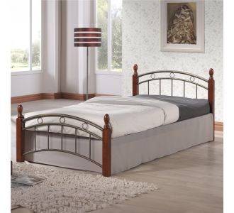 Κρεβάτι μονό Clarive pakoworld ξύλο σε καρυδί απόχρωση-μαύρο μέταλλο 90x190εκ |  Κρεβάτια στο espiti