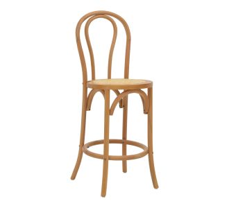 Σκαμπό μπαρ Thonet pakoworld φυσικό ξύλο οξιάς-έδρα φυσικό rattan 41x50x105εκ |  Σκαμπώ στο espiti