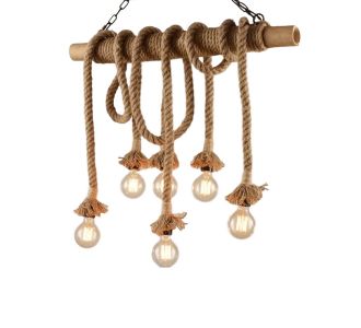 Φωτιστικό οροφής Ropily ΙI pakoworld φυσικό χρώμα σχοινί 80x15x100εκ |  Φωτιστικά  στο espiti