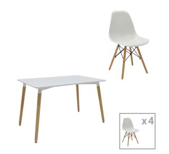 Τραπεζαρία Natali-Julita σετ 5τεμ pakoworld MDF και pp σε λευκή-φυσική απόχρωση 120x80x76εκ |  Σετ τραπεζαρίες στο espiti