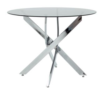 Τραπέζι Antoro pakoworld γυαλί και μεταλλικά πόδια σε απόχρωση χρωμίου Φ100x75εκ |  Τραπέζια στο espiti