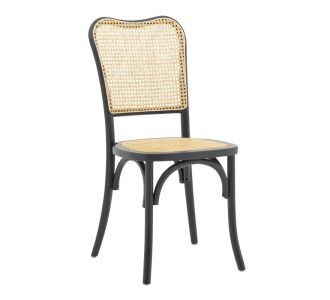 Καρέκλα στοιβαζόμενη Zozele pakoworld φυσικό rattan pe-μαύρο toon wood 45x51x88εκ |  Καρέκλες στο espiti