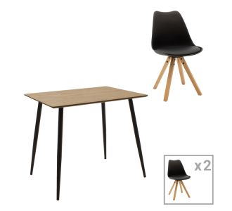 Τραπεζαρία Cuba-Caron σετ 3τεμ pakoworld MDF και pp σε μαύρη-φυσική απόχρωση 70x70x75εκ |  Σετ τραπεζαρίες στο espiti