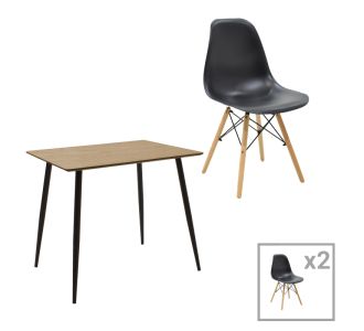 Τραπεζαρία Julita-Cuba pakoworld σετ 3τεμ pp-mdf σε μαύρο-sonoma απόχρωση 70x70x75εκ |  Σετ τραπεζαρίες στο espiti