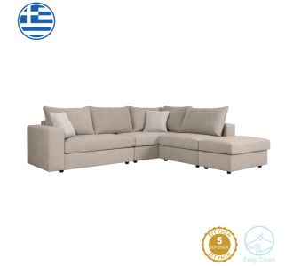 Πολυμορφικός-αναστρέψιμος καναπές London pakoworld γκρι-μπεζ ύφασμα με μαξιλάρια σε απόχρωση ανοιχτό γκρι 296x246x95εκ |  Κατόπιν Παραγγελίας στο espiti