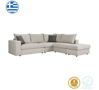 Πολυμορφικός-αναστρέψιμος καναπές London pakoworld ανοιχτό γκρι ύφασμα με μαξιλάρια σε ποντικί απόχρωση 296x246x95εκ |  Κατόπιν Παραγγελίας στο espiti