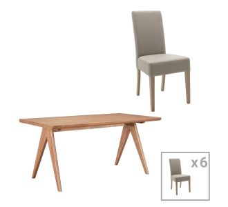 Τραπεζαρία Ditta-Winslow B pakoworld σετ 7τμχ ξύλο rubberwood σε ανοιχτό καρυδί χρώμα 180x85x75εκ |  Σετ τραπεζαρίες στο espiti
