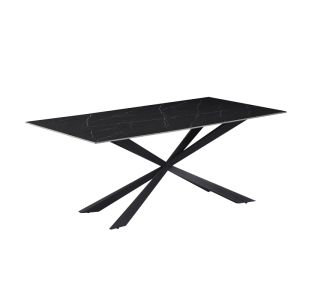 Τραπέζι Cozline Inart μαύρο μαρμάρου sintered stone-πόδι μαύρο μέταλλο 180x90x76εκ |  Τραπέζια στο espiti