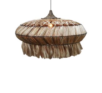 Φωτιστικό οροφής Merdone Inart abaca ξύλο σε φυσικό χρώμα Φ110x65εκ |  Φωτιστικά  στο espiti
