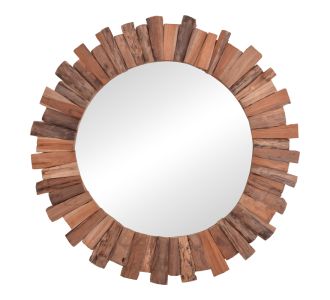 Καθρέπτης Rounder pakoworld teak ξύλο σε φυσική απόχρωση Φ100x5εκ |  Διακοσμητκά στο espiti