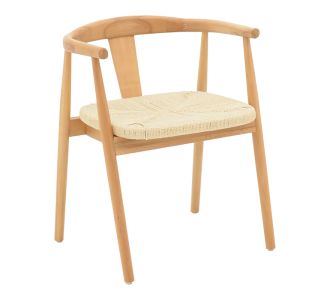 Πολυθρόνα Gernine pakoworld μασίφ ξύλο οξιάς και σχοινί σε φυσική απόχρωση 56x49x73εκ |  Καρέκλες στο espiti