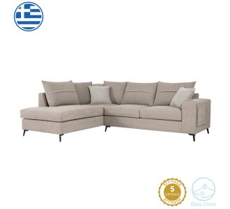 Γωνιακός καναπές δεξιά γωνία Montana pakoworld γκρι-μπεζ ύφασμα με μαξιλάρια σε απόχρωση ανοιχτό γκρι 275x215x93εκ |  Κατόπιν Παραγγελίας στο espiti