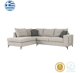 Γωνιακός καναπές δεξιά γωνία Montana pakoworld ανοιχτό γκρι ύφασμα με μαξιλάρια σε ποντικί απόχρωση 275x215x93εκ |  Κατόπιν Παραγγελίας στο espiti