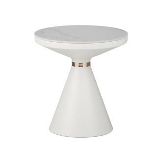 Βοηθητικό τραπέζι Coozlin Inart sintered stone σε απόχρωση λευκό μαρμάρου με λευκό-χρυσό μέταλλο Φ50x50εκ |  Τραπεζάκια βοηθητικά στο espiti